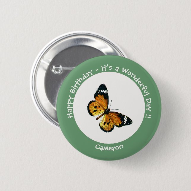 It's a Plain Tiger / African Queen Butterfly Party 2 Inch Round Button (Front & Back)