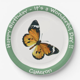 It's a Plain Tiger / African Queen Butterfly Party Paper Plate