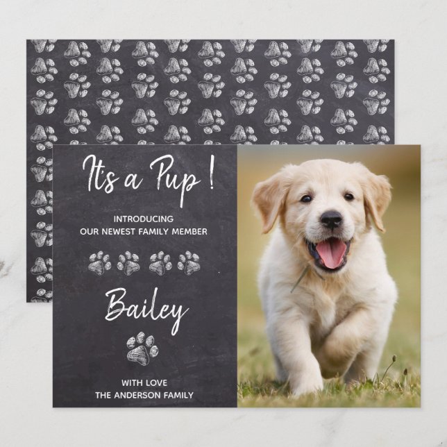 It's a Pup Puppy Dog New Pet Announcement (Front/Back)