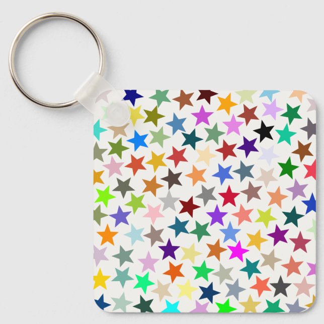 It's a Rainbow Party, Multi-Coloured Stars Pattern Keychain (Front)