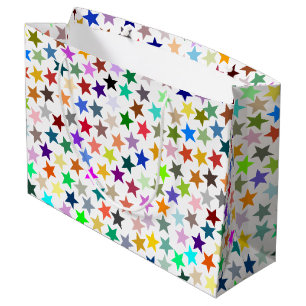 It's a Rainbow Party, Multi-Coloured Stars Pattern Large Gift Bag