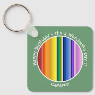 It's a Rainbow Party, Multi-Coloured Stripe Patter Keychain
