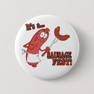 Its a Sausage Fest Funny Sausage Cooking Cartoon 2 Inch Round Button