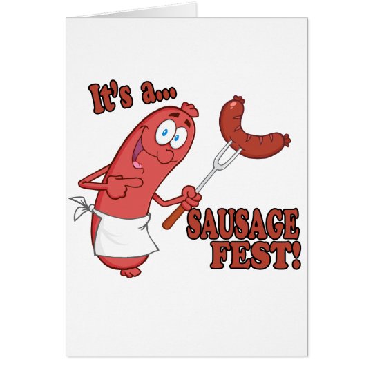 Its a Sausage Fest Funny Sausage Cooking Cartoon Card