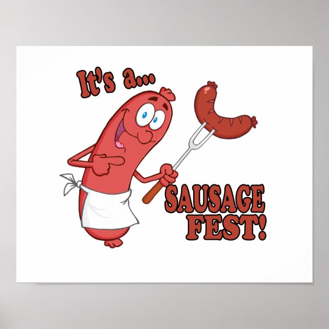 Its a Sausage Fest Funny Sausage Cooking Cartoon Poster (Front)