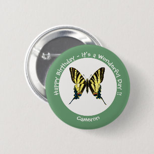 It's a Scarce Swallowtail Butterfly Birthday Party 2 Inch Round Button