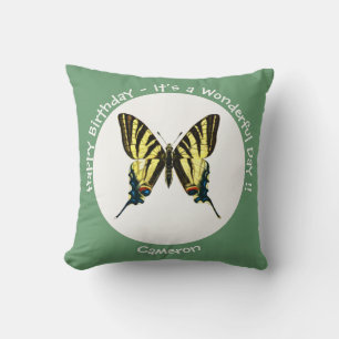 It's a Scarce Swallowtail Butterfly Birthday Party Throw Pillow
