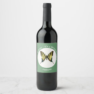 It's a Scarce Swallowtail Butterfly Birthday Party Wine Label