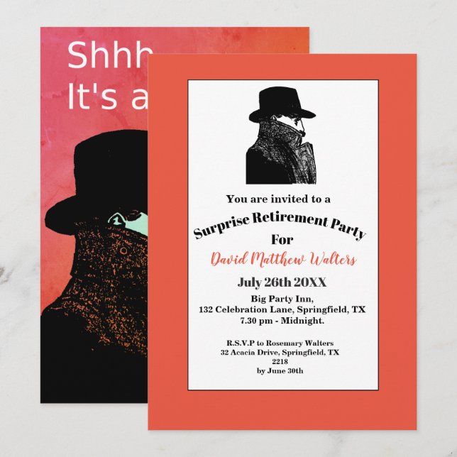 It's a Secret - Surprise Retirement Party Invitation (Front/Back)