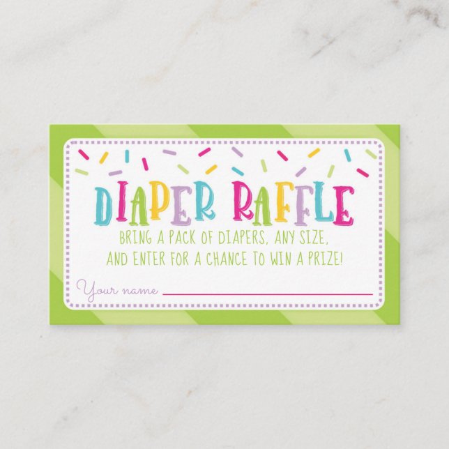 It's a Sprinkle Baby Shower Diaper Raffle green Enclosure Card (Front)
