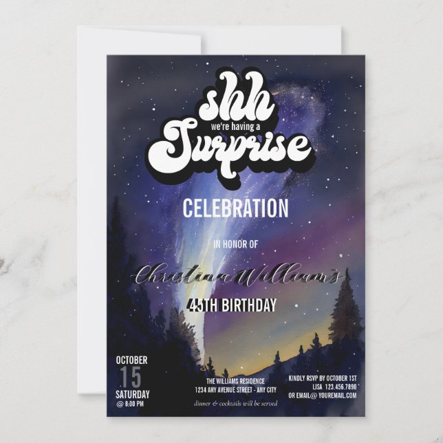  It's a Surprise Party | Starry Night Invitation (Front)