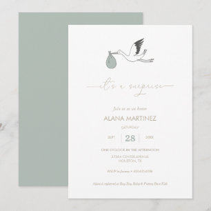 It's a Surprise Stork Baby Shower Invitation