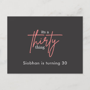 its a thirty thing 30th birthday elegant stylish invitation postcard