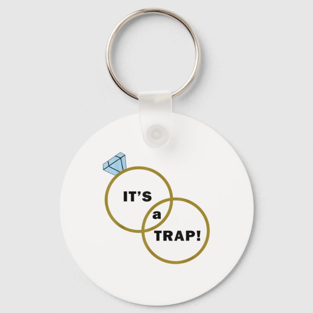 Its A Trap Funny Groom And Bride Wedding _1  Keychain (Front)