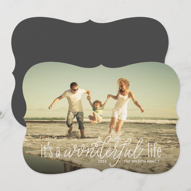 It's A Wonderful Life Calligraphy Script Holiday Card (Front/Back)