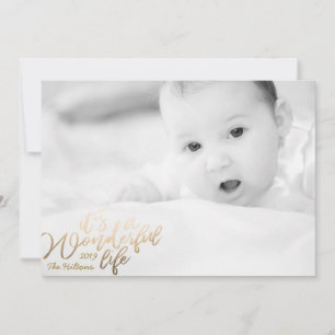 It's a Wonderful life Foil Gold Christmas Photo Holiday Card