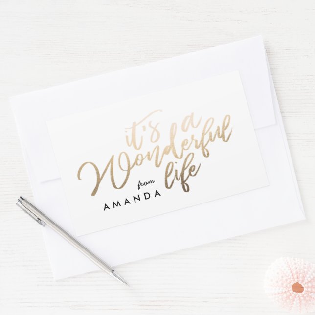 It's a Wonderful life Lettering Gold Foil Sticker (Envelope)