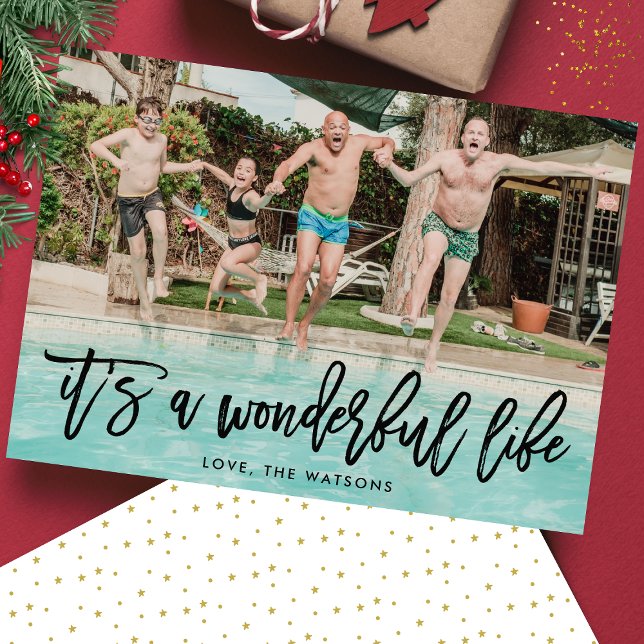 It's a Wonderful Life Onyx Christmas Photo Holiday Card (Creator Uploaded)