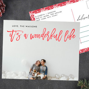 It's a Wonderful Life RED Christmas Holiday Postcard