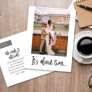 It's About Time Elopement Photo Announcement Postcard