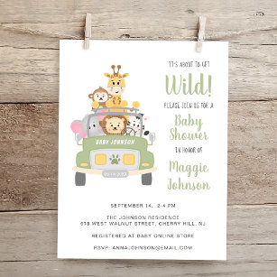 It's About to Get Wild Animal Safari Baby Shower Invitation