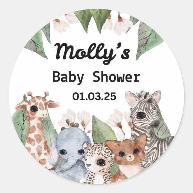 It's About To Get Wild Baby Shower Round Sticker (Front)