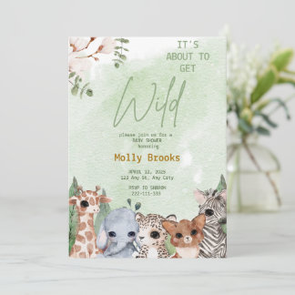 It's About To Get Wild Jungle Safari Baby Shower Invitation