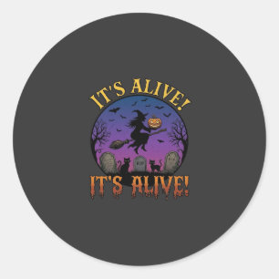 Its Alive Halloween Witch Pumpkin Black Cat Tombst Classic Round Sticker