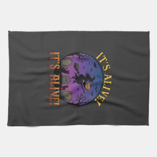 Its Alive Halloween Witch Pumpkin Black Cat Tombst Kitchen Towel