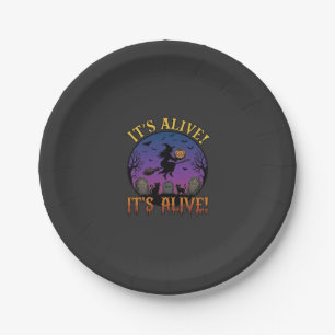 Its Alive Halloween Witch Pumpkin Black Cat Tombst Paper Plate