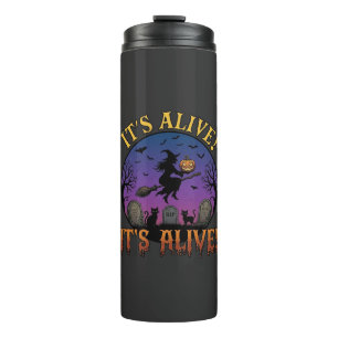 Its Alive Halloween Witch Pumpkin Black Cat Tombst Thermal Tumbler