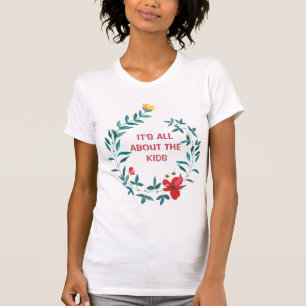 It's All About The Kids Red & Blue Floral Wreath T-Shirt