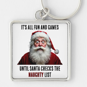 It's All Fun And Games, Cute Santa Claus Christmas Keychain