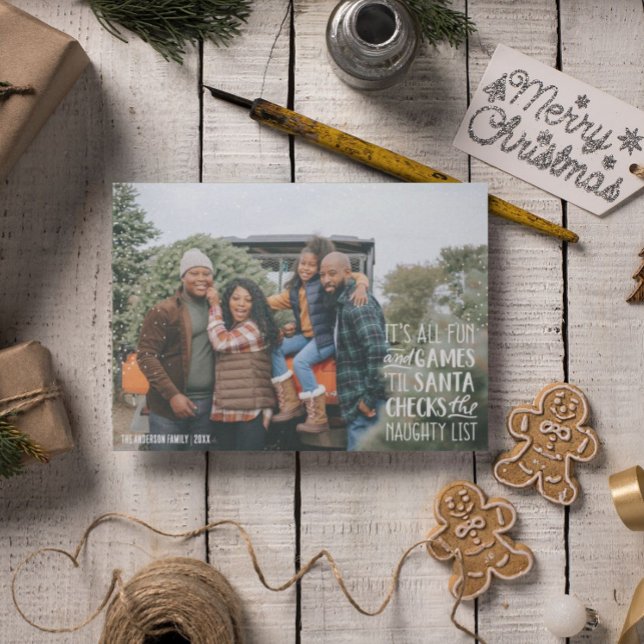 It's All Fun & Games Naughty List Christmas Photo Invitation (Creator Uploaded)