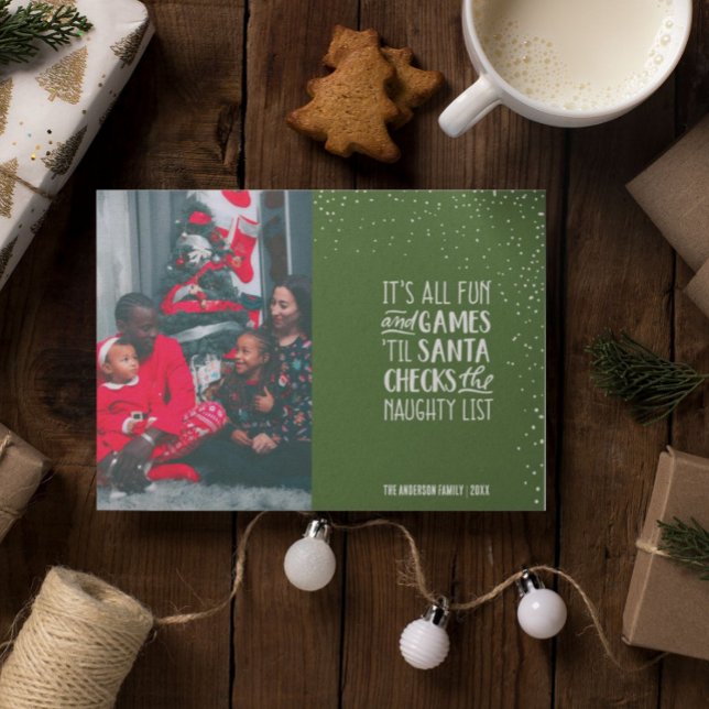 It's All Fun & Games Naughty List Christmas Photo Invitation (Creator Uploaded)