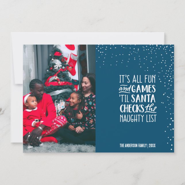 It's All Fun & Games Naughty List Christmas Photo Invitation (Front)