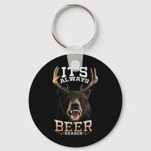 It's Always Beer Season Bear Deer Beer Funny Hunte Keychain