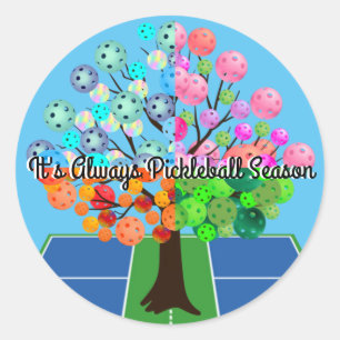It's Always Pickleball Season - Four Seasons Tree  Classic Round Sticker