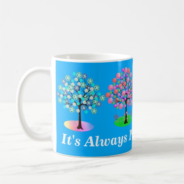 It's Always Pickleball Season - Four Seasons Tree Coffee Mug (Left)