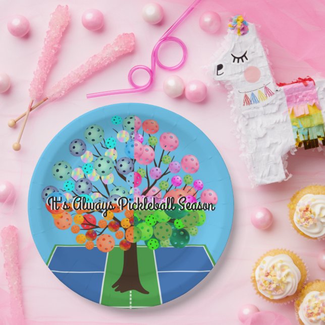 It's Always Pickleball Season - Four Seasons Tree Paper Plate (Party)