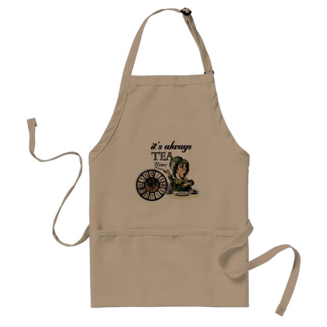 "It's always tea time" Mad Hatter Dictionary Art Standard Apron (Front)