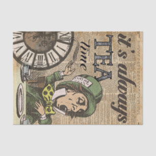 "It's always tea time" Mad Hatter Dictionary Art Tissue Paper