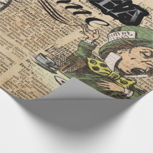 "It's always tea time" Mad Hatter Dictionary Art Wrapping Paper
