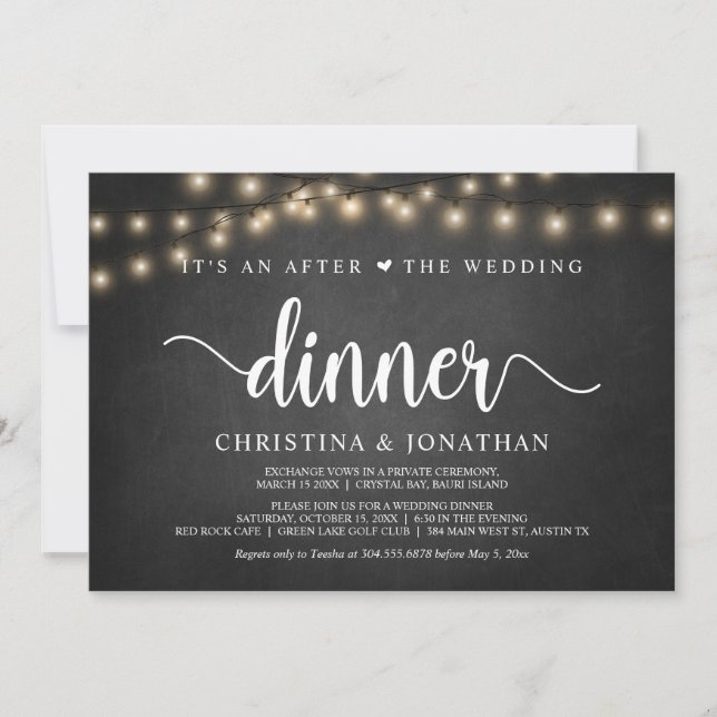 It's an after the Wedding Dinner, Elopement Invita Invitation (Front)