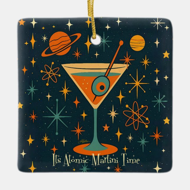 Its Atomic Martini Time Cosmic Stars Ceramic Ornament (Front)