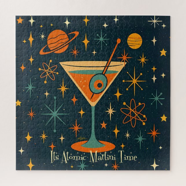 Its Atomic Martini Time Cosmic Stars Jigsaw Puzzle (Vertical)