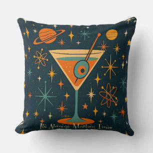 Its Atomic Martini Time Cosmic Stars Throw Pillow