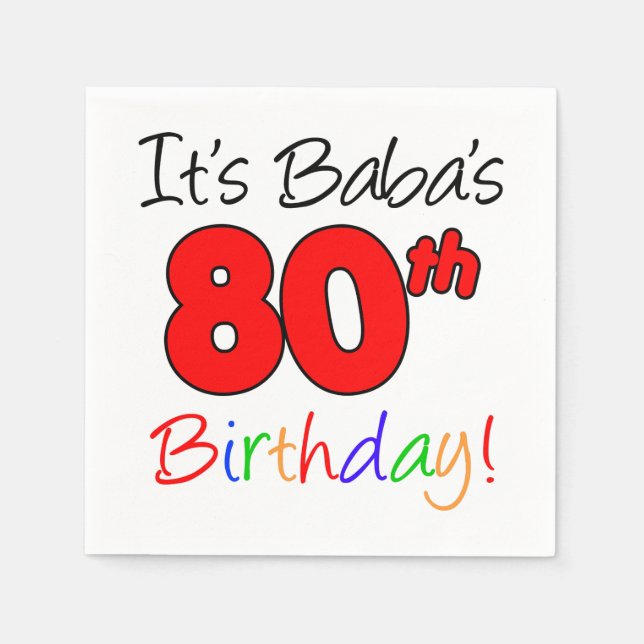 It's Baba's 80th Birthday Napkin (Front)