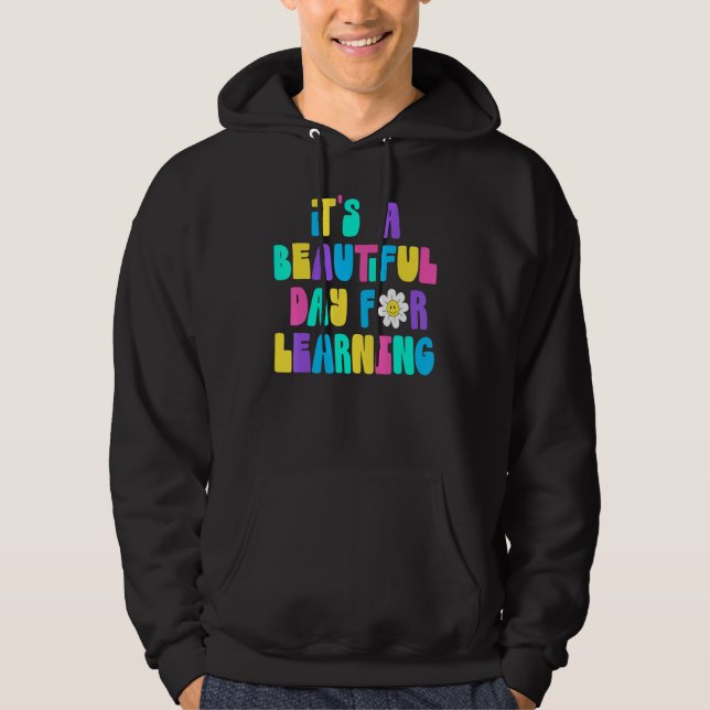 It's Beautiful Day For Learning Retro Teacher Stud Hoodie (Front)
