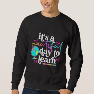 It's Beautiful Day For Learning Retro Teacher Stud Sweatshirt